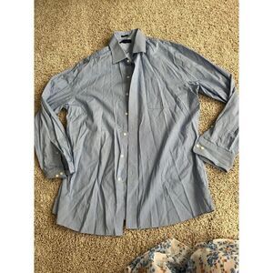 Tommy Hilfiger Slim Blue Stripe Slim Fit Button Down Shirt 16 1/2 32-33